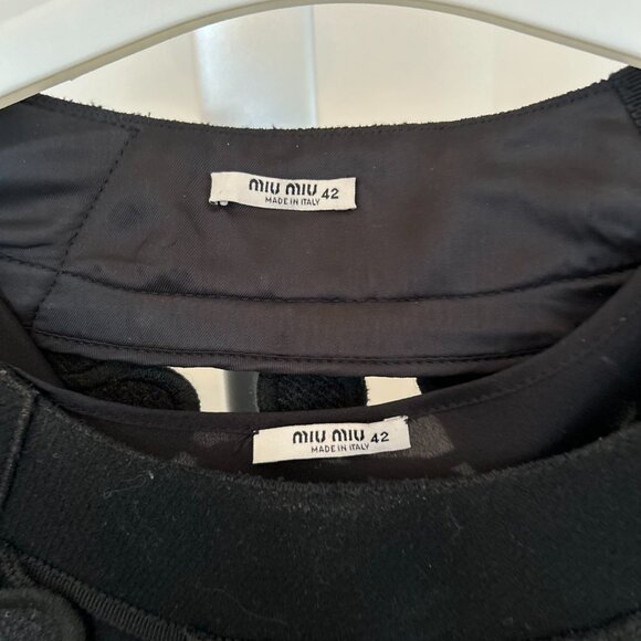 Vintage Miu Miu Black and Navy Cloud Wool Dress Size IT 42 - Picture 5 of 8